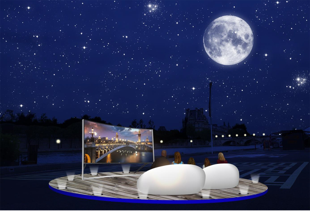 Les Incurvées premier festival des soirées TV en plein air cinéma berges de la Seine Pairs salon VIP septembre 2014 téléviseurs ultra HD incurvés Samsung